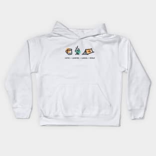 Coffee Campfire Camping Repeat Kids Hoodie